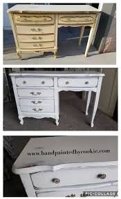Before After Vintage French Provincial Painted Distressed Desk Distressed Desk French Provincial Dresser Makeover French Vintage