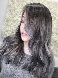 Silver Ash Ombre Balayage On Asian Hair Asian Hair Balayage Asian Hair Hair Color Balayage
