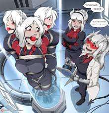 shio-bari, cerberus (helltaker), loremaster (helltaker), lucifer (helltaker),  helltaker, highres, 5girls, ball gag, bdsm, bondage, bound, english text,  gag, gagged, multiple girls, restrained, rope, shibari - Image View - |  Gelbooru - Free