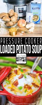 We love good soups in our house including chicken noodle soup , cabbage soup , taco soup and beef stew and this easy potato soup recipe is no exception! Pressure Cooker Loaded Baked Potato Soup Easy Family Recipes