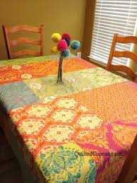 Easy Reversible Tablecloth Diy With Dena Designs Fabrics Diy Tablecloth Patchwork Tablecloth Diy Fabric