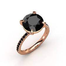 Round Black Diamond 14k Rose Gold Ring With Black Diamond Candace Ring Gemvara Black Diamond Wedding Rings Black Diamond Ring Black Diamond Ring Engagement
