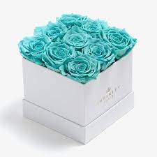 Tiffany paper flowers™:diamond and tanzanite cluster necklace. 9 Preserved Tiffany Blue Roses In White Box Infinity Roses