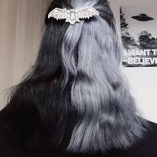 For instance, if you have a lighter hair color, it's very possible to get your hair to grey without using bleach at all. Grey Black Split Hair Split Dyed Hair Split Hair Black And Grey Hair