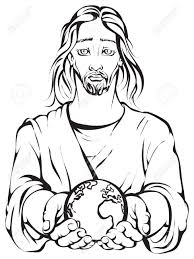Colouring Page Of Jesus Holding The Hands Planet Earth Aff Jesus Page Colouring Holding Earth Planet Sketch Jesus Coloring Pages