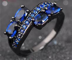 Womens Black And Blue Ring Thin Blue Line Women 39 S Ring Sapphire Ring Designs Black Opal Wedding Ring Fashion Rings