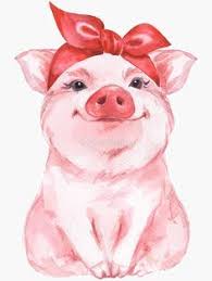 Piggy In Red Sticker By Gribanessa In 2021 Cute Canvas Paintings Animal Paintings Pig Art