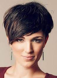 Soft Charming Short Straight Capless Human Hair Wig Short Hair Long Fringe Short Asymmetrical Haircut Asymmetrical Haircut