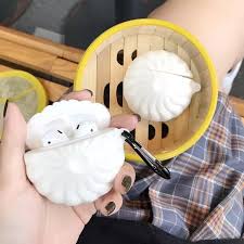 Cute Dumpling Bun Food Cartoon Apple Airpod Case Wireless Headphone Earphone Charging Case Silicone Holder Storage Kawaii Korean Airpod Case Food Food Cartoon