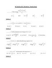 Content may be subject to copyright. Ap Calculus Ab Derivatives Practice Exam Pdf Ap Calculus Ab Derivatives Practice Exam Answer C Answer D Answer B Answer E Answer E Answer E Course Hero