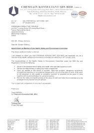 This formal letter of appointment will serve as an assurance to a prospective employee of a position with the new company, in order to tender his/her resignation at a current place of work. Appointment Letter For Safety Committee Members