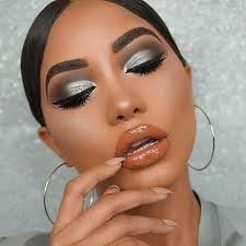 Black And Silver Eye Makeup Dramatic Black And Silver Smokey Eye For Dark Skin Makeup Eyeshadow Eyeliner Eyemakeup Eyebrows Add Mwa Silver Smokey Eye Silver Makeup Silver Eye Makeup