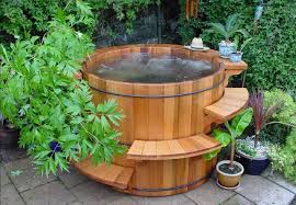 Would Be A Cool Addition At Our Camp Cedar Hot Tub Hot Tub Garden Hot Tub Designs