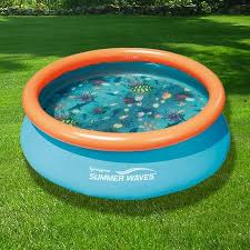 Summer Waves 3d Quick Set Round Family Round Swimming Pool 7 Ft Walmart Com Family Pool Inflatable Pool Summer Waves