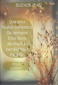 Nuevos mensajes de buenos dias lunes especialmente redactados para enviar un saludo de feliz y buen inicio de semana para todos tus amigos y amigas cuando una nueva semana comienza.tambien estan las imagenes con las frases de deseos de buena semana y bendito lunes para comenzar el primer dia de la semana de la mejor manera posible y con mucho impetu. 310 Ideas De Dias De La Semana Saludos De Buenos Dias Se Bueno Frases De Buenos Dias