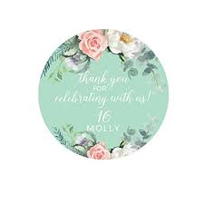 Maybe you would like to learn more about one of these? Andaz Press Peach Mint Green Floral Garden Party Birthday Collection Personalized Round Circle Label Stickers Thank You For Celebrating With Us 16 Molly 40 Pack Custom Name And Number Buy Online In Mauritius