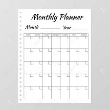 Monthly planner printables for 2018 and beyond. Monthly Planner Template Blank White Notebook Page Isolated Royalty Free Cliparts Vectors And Stock Illustration Image 106628616