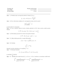 La universitate, timp de trei ani, matematica o sa fie foarte dificila; Varianta D Analiza Matematica 2020 Id Ase