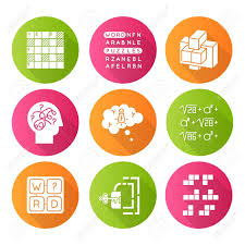 The digits 0 through 9 all follow the same pattern there is exactly 1 occurrence of each digit for every ten numbers. Puzzles And Riddles Flat Design Long Shadow Glyph Icons Set Construction Word Puzzle Crossword Math Problem Puzzled Mind Logic Game Mental Exercise Brain Teaser Vector Silhouette Illustration Royalty Free Cliparts Vectors And