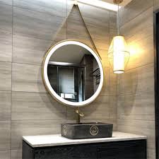Large Gold Wall Hanging Mirror Led Light Round Mirror Bathroom Bedroom Enterways Ebay