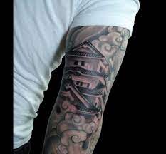 Kuri sumi is one brand of commercially available gray wash; Japanese Castle Clouds Grey Wash Tattoo Smoke Tattoo Cloud Tattoo Cloud Tattoo Design