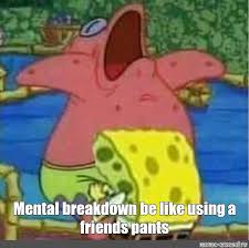 It's a mental breakdown do do do dooo do do do do do hope you kids are doing well in hi loves i'm back with some bts memes to watch after a mental breakdown subscribe if you're new or. Meme Mental Breakdown Be Like Using A Friends Pants All Templates Meme Arsenal Com
