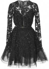 Elie Saab Black Lace A Line Belted Long Sleeve Cocktail Dress Fw 2014 15 Glam Partydress Chicdress Short Tulle Skirt Long Sleeve Short Dress Short Dresses