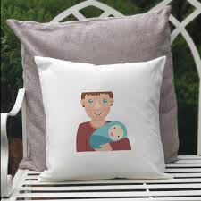new dad and baby cushion by