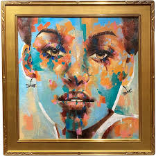 Yohan Montano Hernandez Modernist Figural Cuban Abstract Oil Painting, A  Woman’s Face #1