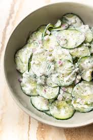 It's such a flavorful recipe! Creamy Cucumber Salad Salt Lavender