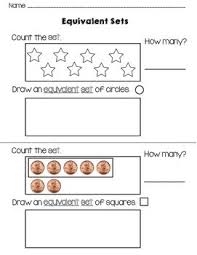 Counting And Drawing Equivalent Sets Equivalent Sets Writing Numbers Kindergarten Math Activities
