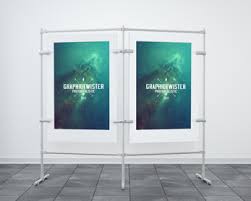 Double Stand Banner Poster Mockup Poster Mockup Free Free Psd Poster