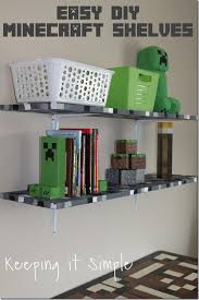 Minecraft Bedroom Idea Easy Diy Minecraft Shelves Keeping It Simple Minecraft Bedroom Decor Minecraft Bedroom Minecraft Room Decor