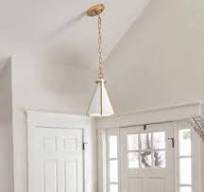 2 Pack Modern Cone Pendant Adjustable Hang White & Gold Kitchen Bar Foyer Lights