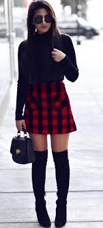 Black And White Plaid Skirt Outfit Ideas 40 Pretty Outfit Ideas For This Winter Winter Skirt Outfit Mini Skirts Winter Outfits 2017