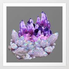 Sparkly White Quartz Purple Amethyst Crystal Art Print By Sharlesart Society6