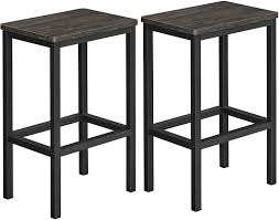Make sure your bar stools' seats are about 10 to 12 inches below the underside of the kitchen counter so your legs don't feel squeezed. Amazon Com Vasagle Bar Stools Set Of 2 Bar Chairs Kitchen Breakfast Bar Stools With Footrest Industrial In Living Room Party Room Charcoal Gray And Black Ulbc065b04 Kitchen Dining