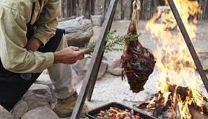 Cooking Meat With Tripod Over Campfire Google Search Cooking Meat Unique Gardens Camp Kitchen