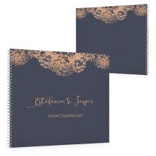 Die besten einleitungssätze für das gästebuch. Gastebuch Zur Hochzeit In Blau Mit Bluten In Kupfer Carinokarten