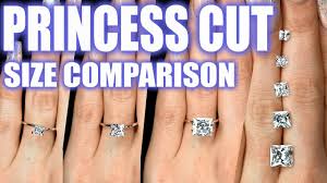 Princess Cut Diamond Size Comparison On Hand Finger 1 Carat Square Engagement Ring 2 Ct 3 4 5 75