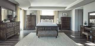 Shop coaster traditional bedroom set coaster furniture offers a large variety of home furniture from the most traditional to contemporary styles, along with quality material and innovative design. Avenue Panel Bed 6 Piece Bedroom Set In Weathered Burnished Brown Finish By Coaster 223031