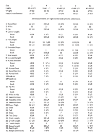 Standard Childrens Clothing Measurement Chart Lisa Gay I