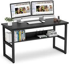 Best Seller Tribesigns 55 Inches Computer Desk Bookshelf Works Office Desk Study Table Workstation Home Office 55 All Black Online Wouldtopshopping In 2020 Bookshelf Desk Contemporary Computer Desk Study Table