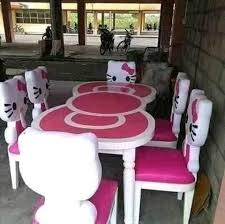 Hello kitty featuring a spacious tabletop, this hello kitty table & chair set boasts colorful graphics of girls' favorite feline, along with two coordinating chairs that showcase hello kitty's iconic silhouette. Hello Kitty Dining Set Kitty Chennai Online Store Facebook