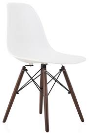 Solid walnut wood dining table and chairs. White Dsw Dining Shell Chairs Dark Walnut Wood Eiffel Legs Midcentury Dining Chairs By Emodern Decor Houzz