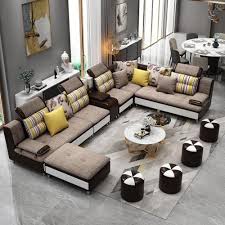 Couch arm table for sofa side armrest table. Luxury Modern U Shaped Sectional Fabric Sofa Set With Ottoman My Aashis