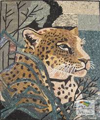 An010 Marble Mosaic Wild Tiger Tile Marble Mosaic Mosaic Animals Mosaic Murals