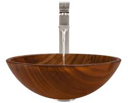 Our wooden washbasins and bathtubs not only have a unique style but they are also of the highest quality and finish. 628 Wood Grain Glass Vessel Bathroom Sink