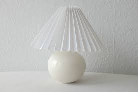 Reserved Vintage 80s Dutch Ceramic Table Lamp Mid Century Modern White Base White Pleated Lampshade Ceramic Table Lamps Lamp Table Lamp