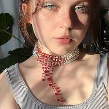 Blood Necklace Vampire Blood Pearl Choker Necklace